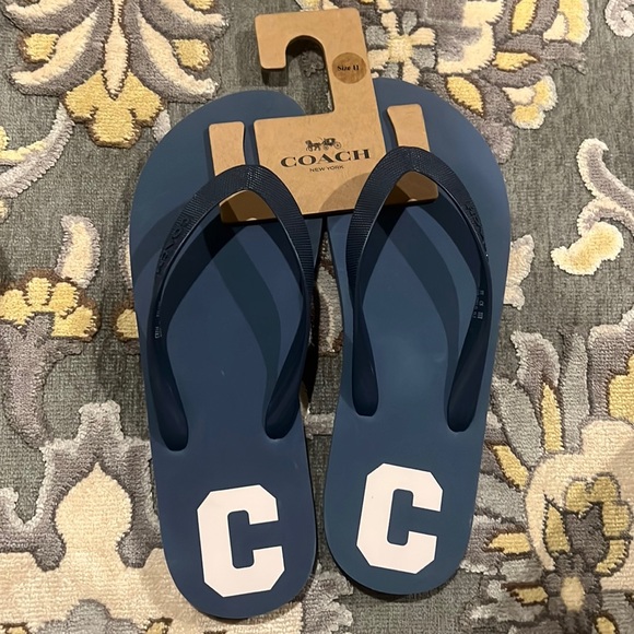 New Coach ZAK VRS flip flop Denim unisex men’s 9 /11 women’s new with tag - Picture 1 of 5